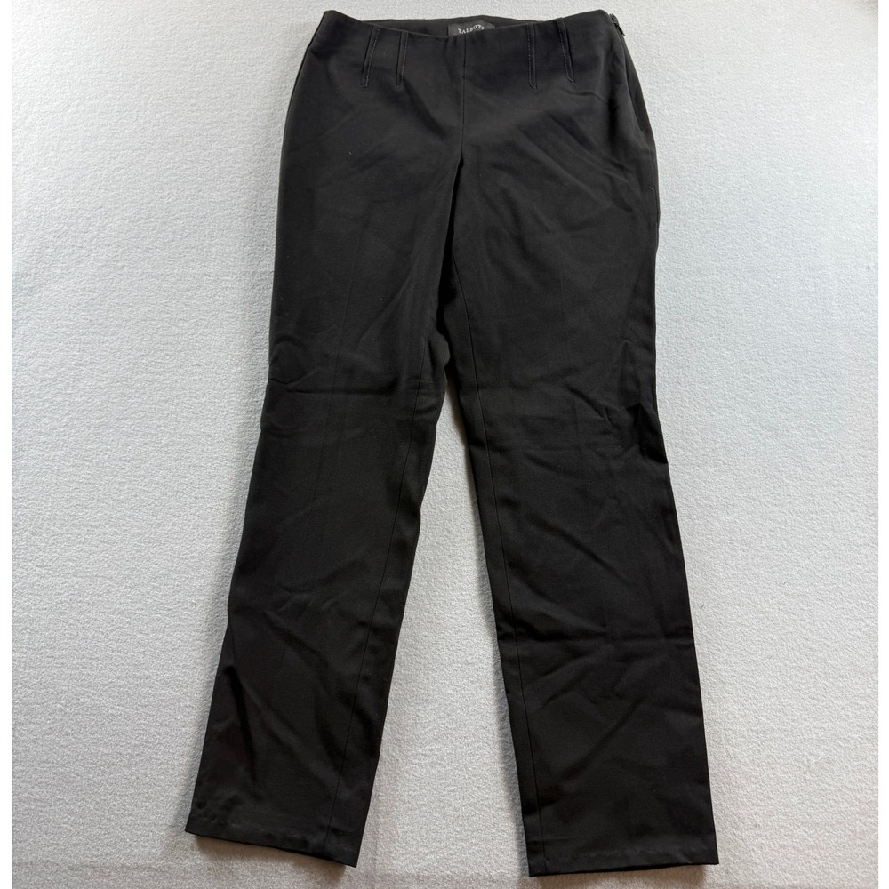 Talbots Bi-Stretch Straight-Leg Curvy Pants Womens 2p Black Side Zip 28x28